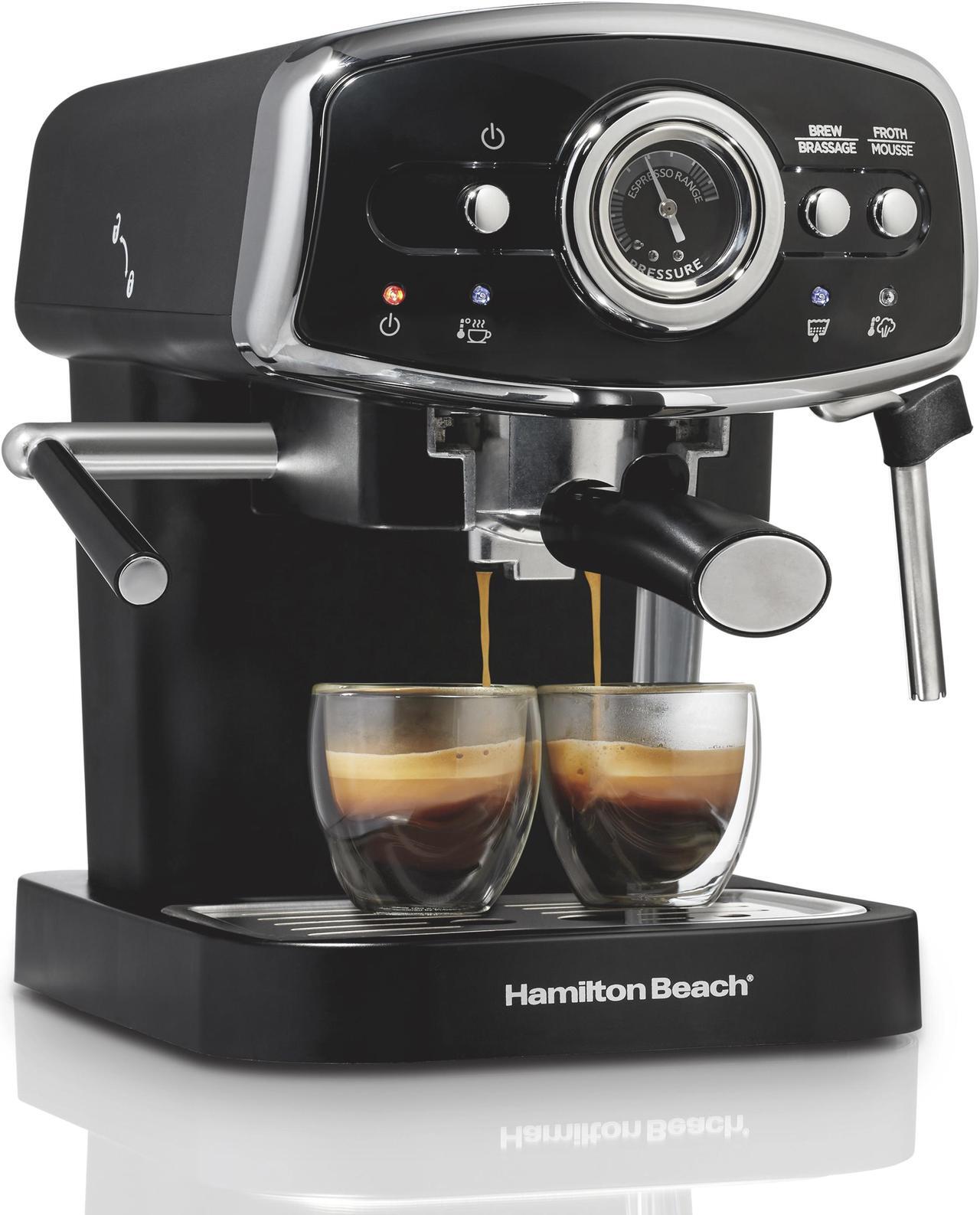 Alt view image 2 of 6 - Hamilton Beach Slide & Lock™ Espresso Maker w/ Milk Steam Wand