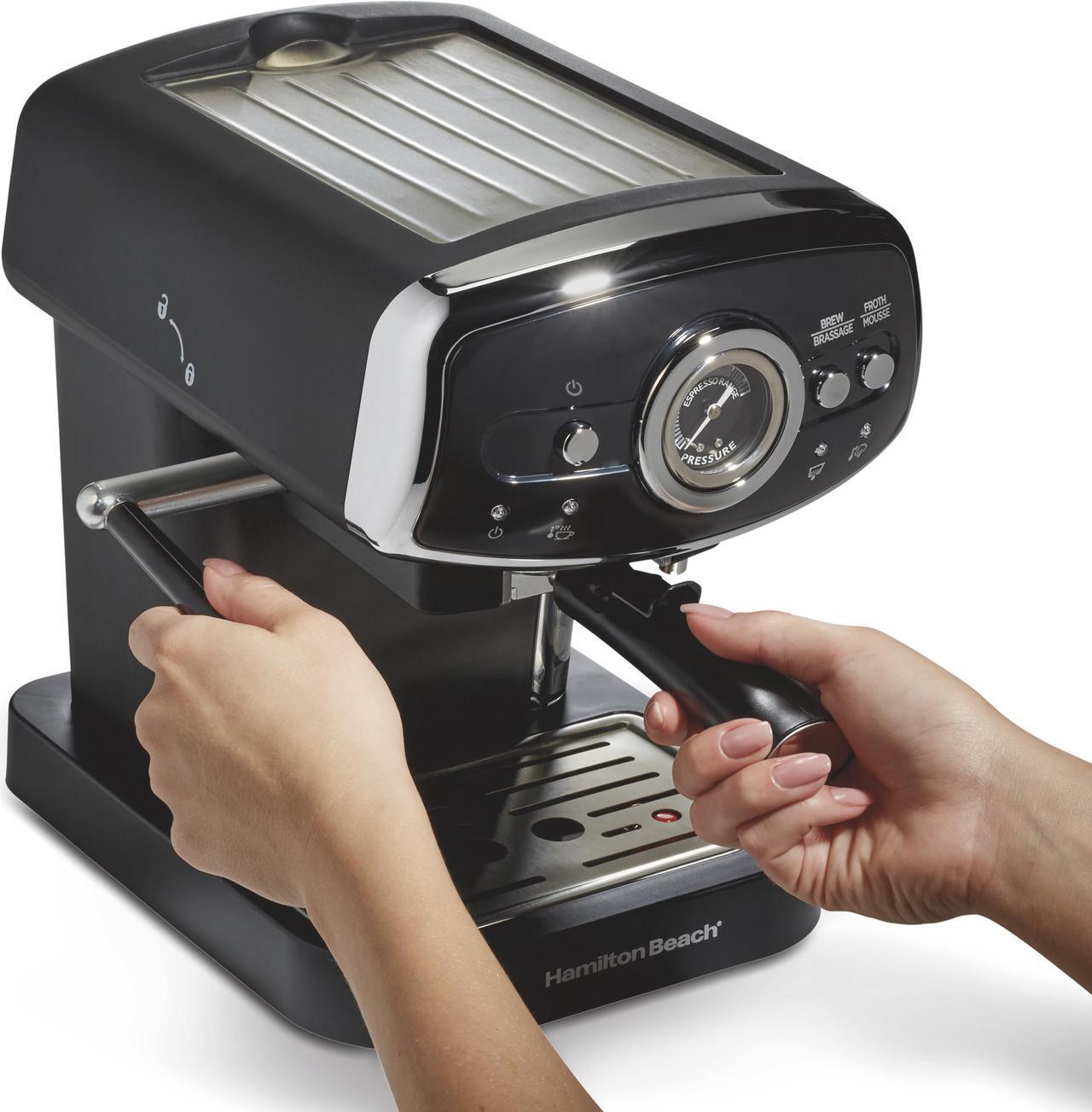 Alt view image 5 of 6 - Hamilton Beach Slide & Lock™ Espresso Maker w/ Milk Steam Wand