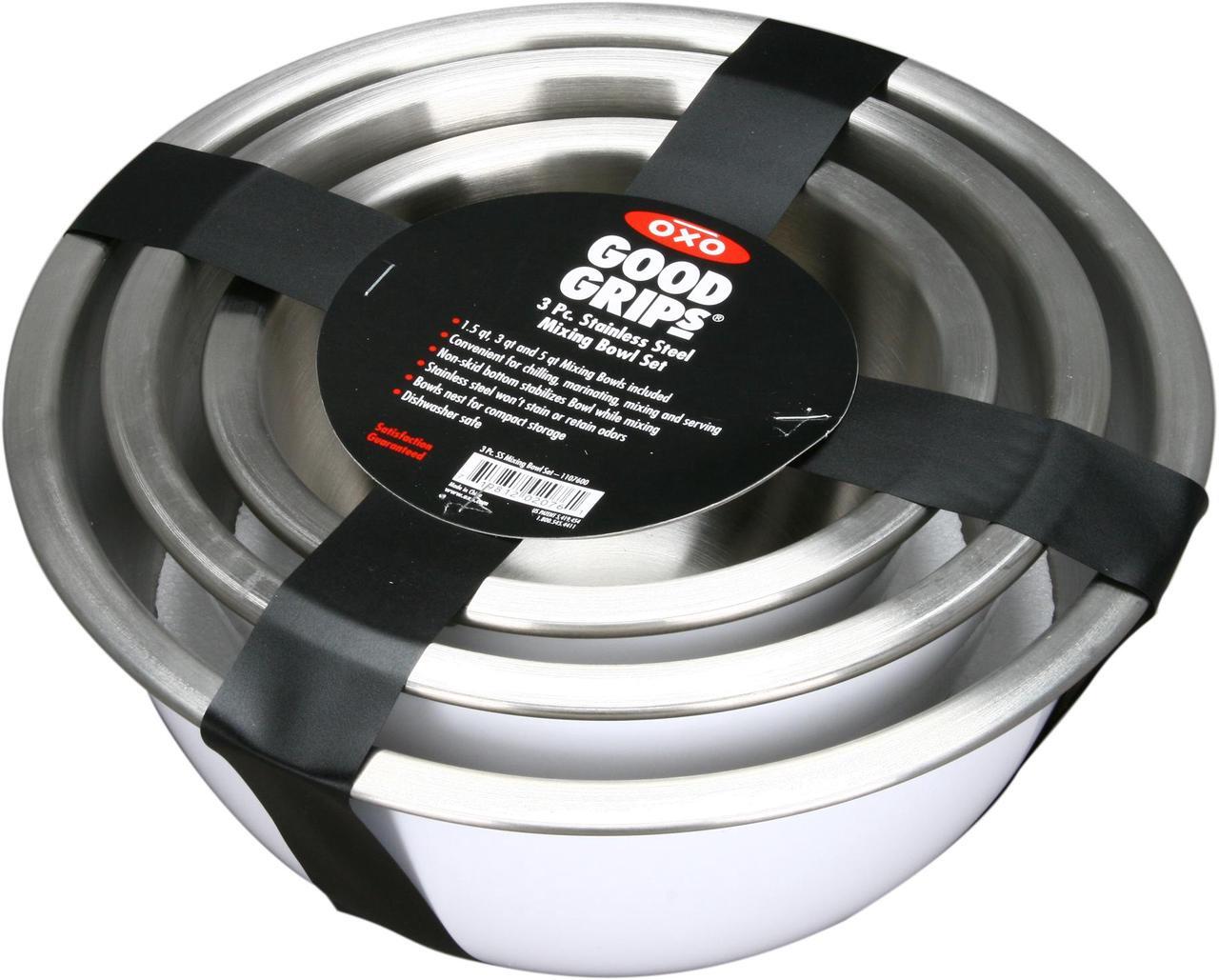 Alt view image 3 of 3 - OXO International, Ltd. Good Grips 3-Piece Stainless Steel Mixing Bowl Set