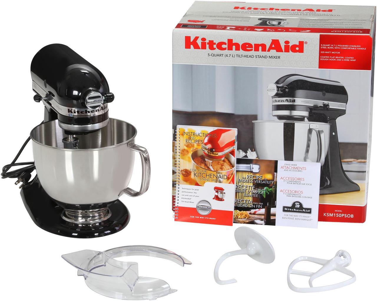 Alt view image 7 of 7 - KitchenAid KSM150PSOB Artisan Stand Mixer with Pouring Shield, 5 Quarts, Onyx Black