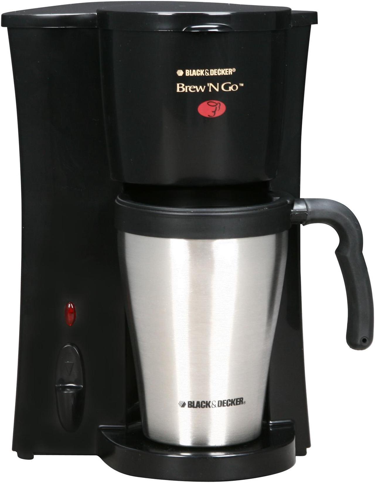 BLACK+DECKER DCM18S Brew 'n Go Personal Coffeemaker with Travel Mug, Black/Stainless Steel