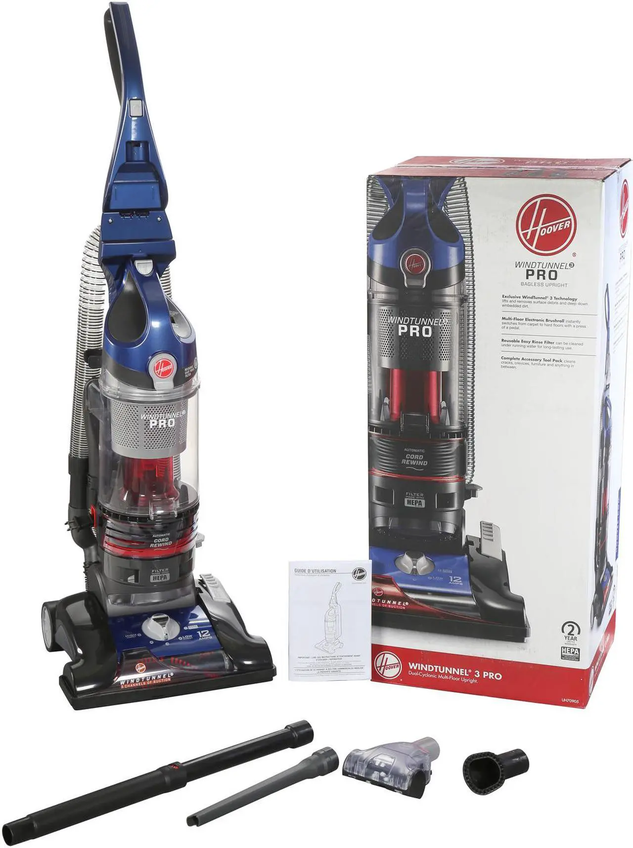 Alt view image 9 of 9 - Hoover WindTunnel 3 Pro Bagless Upright Vacuum Carpet Cleaner (Lightly )