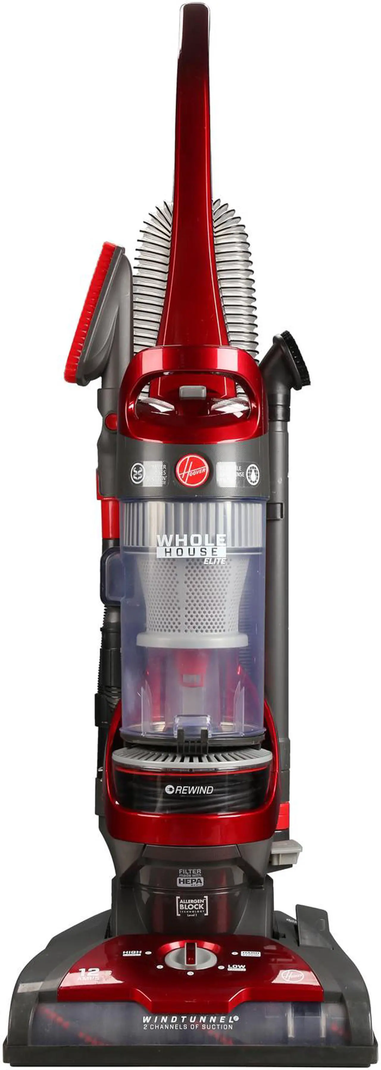 Alt view image 2 of 7 - Hoover Whole House Elite Dual-Cyclonic Bagless Upright Vacuum Cleaner, UH71230RM