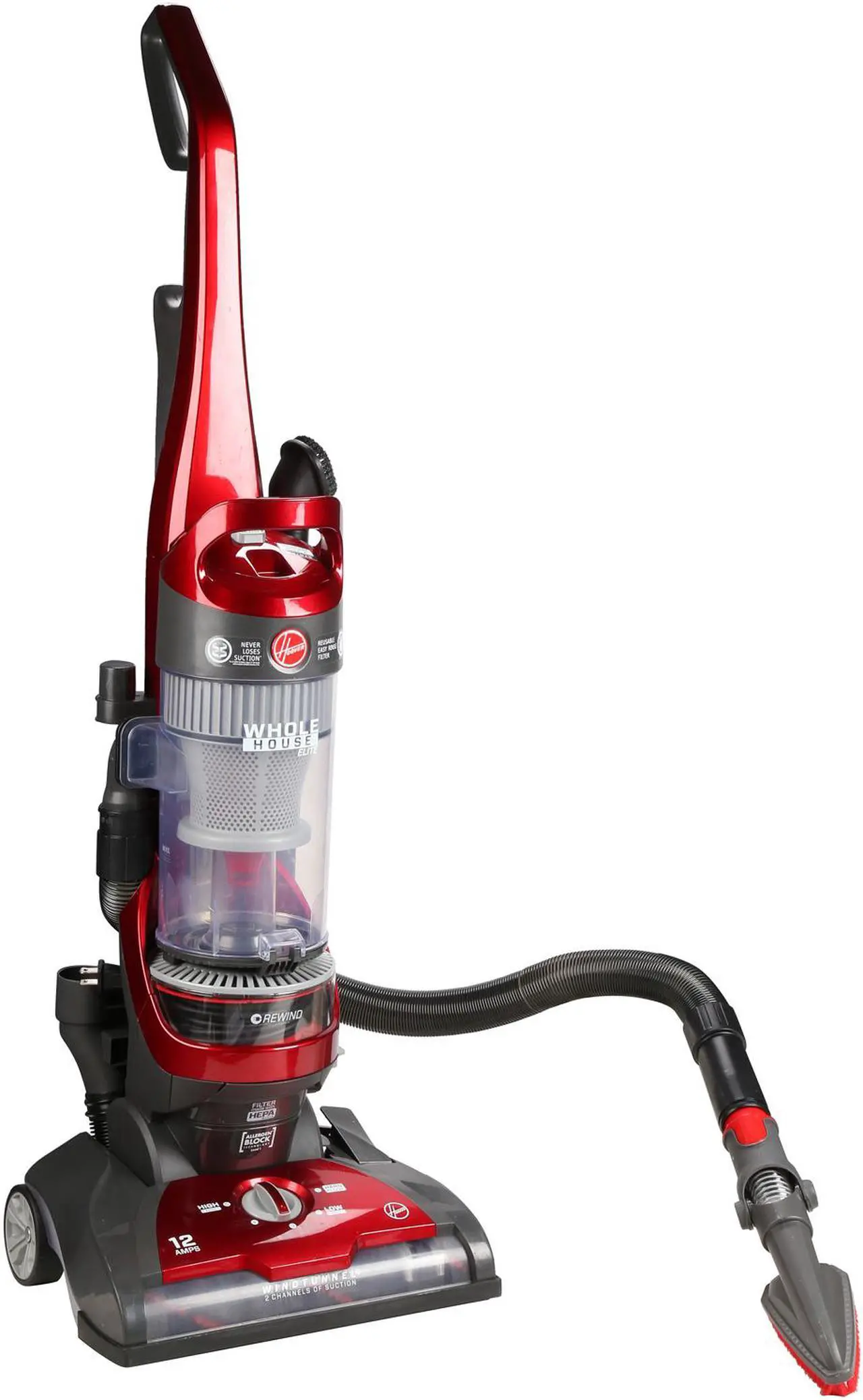 Alt view image 6 of 7 - Hoover Whole House Elite Dual-Cyclonic Bagless Upright Vacuum Cleaner, UH71230RM