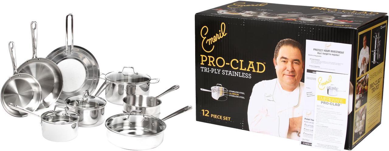 Alt view image 9 of 9 - Emeril by All-Cald Pro-Clad Stainless Steel 12-Piece Set