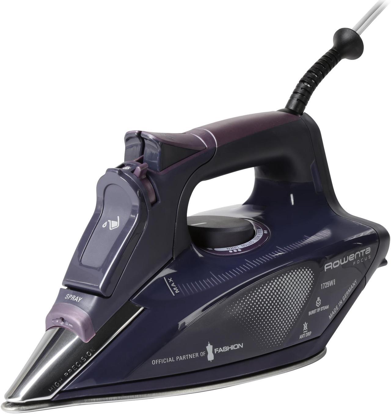 Rowenta DW5197 Focus Steam Iron with 400-Hole Stainless Steel Soleplate, 1725-Watt, Purple