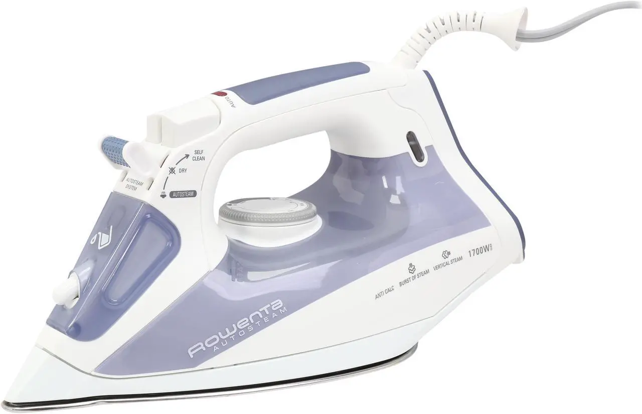 Main image of Rowenta DW4060 Auto Steam Iron with Airglide Stainless Steel Soleplate Auto-off Anti-Scale, 1700-Watt, Blue