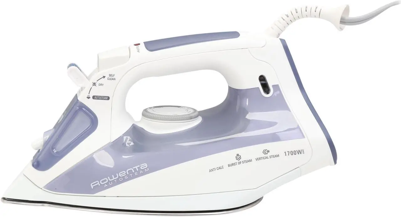 Alt view image 2 of 8 - Rowenta DW4060 Auto Steam Iron with Airglide Stainless Steel Soleplate Auto-off Anti-Scale, 1700-Watt, Blue