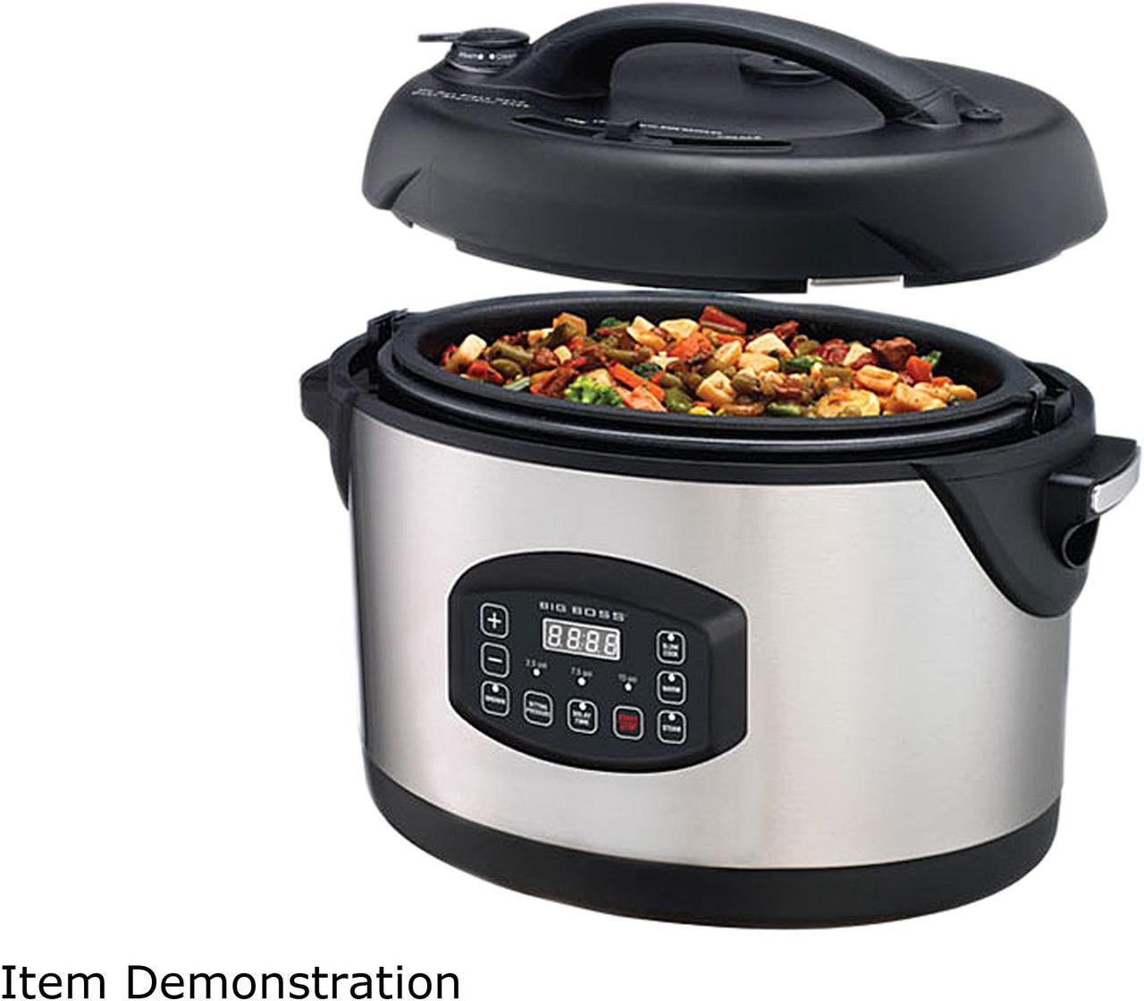 Alt view image 2 of 4 - Big Boss 8698 Stainless Steel Oval Pressure Cooker - 8.5qt