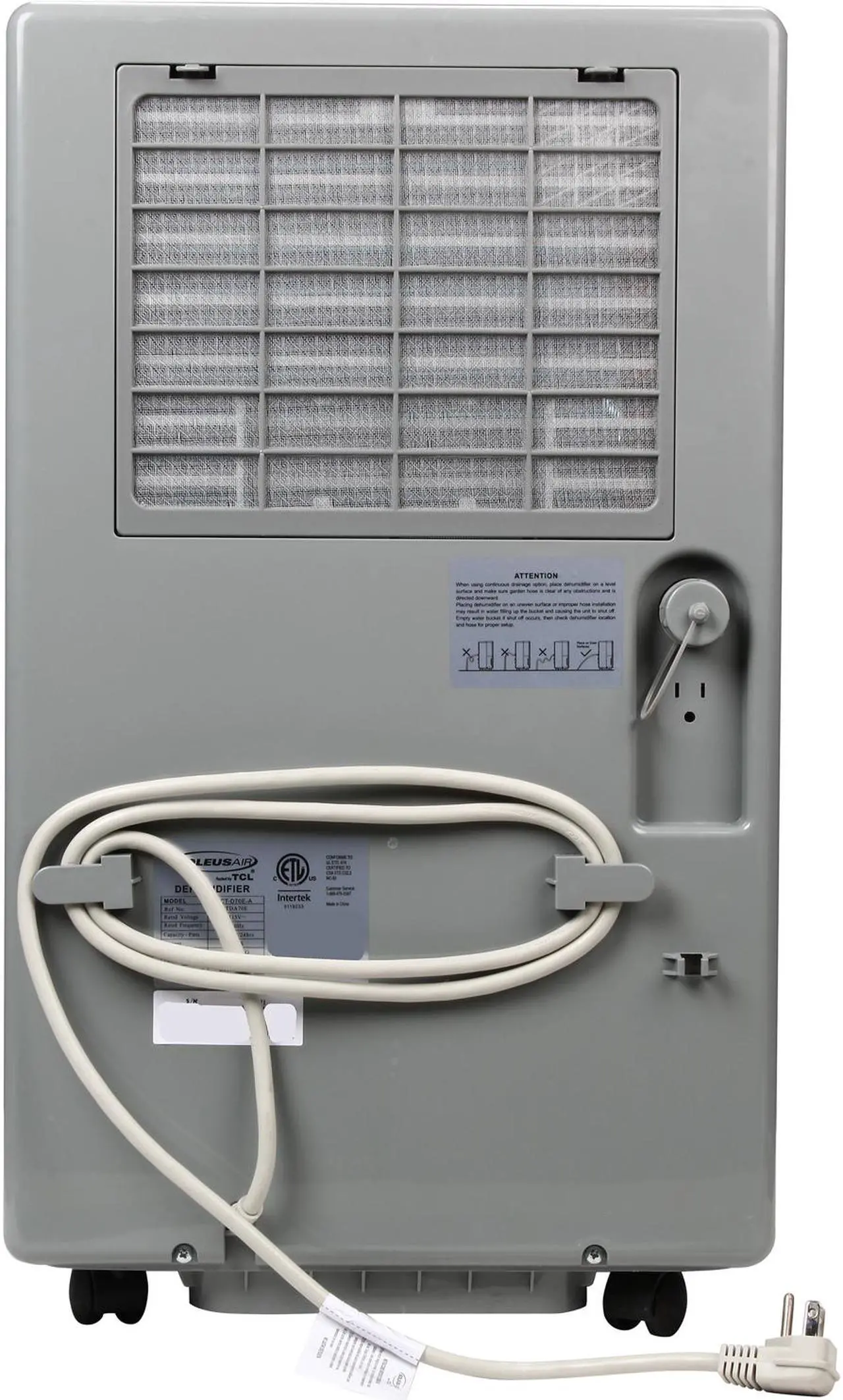 Alt view image 4 of 7 - Soleus Air TDA70E 70 Pint Dehumidifier, 24 Hour Timer and Hose Connector for Continuous Drain, New