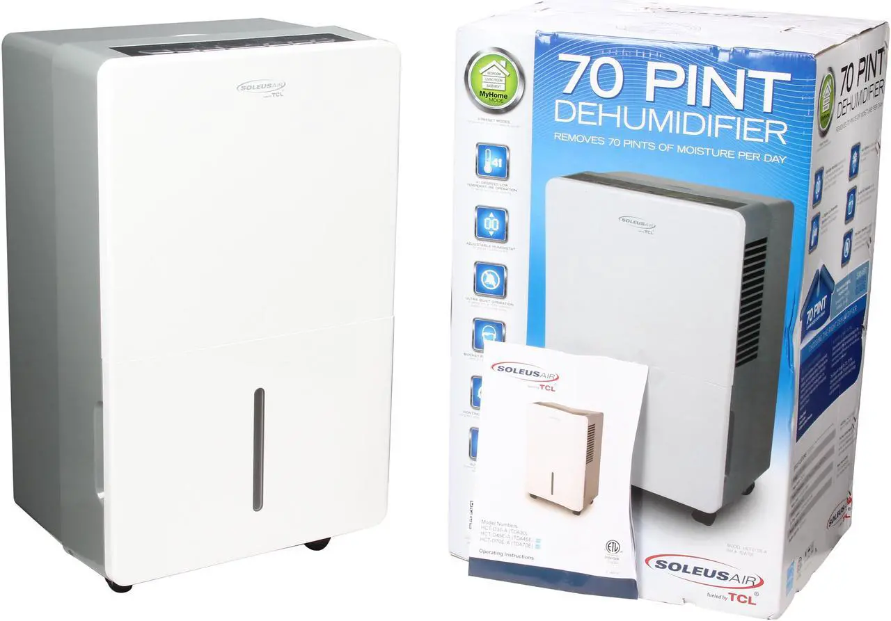 Alt view image 7 of 7 - Soleus Air TDA70E 70 Pint Dehumidifier, 24 Hour Timer and Hose Connector for Continuous Drain, New