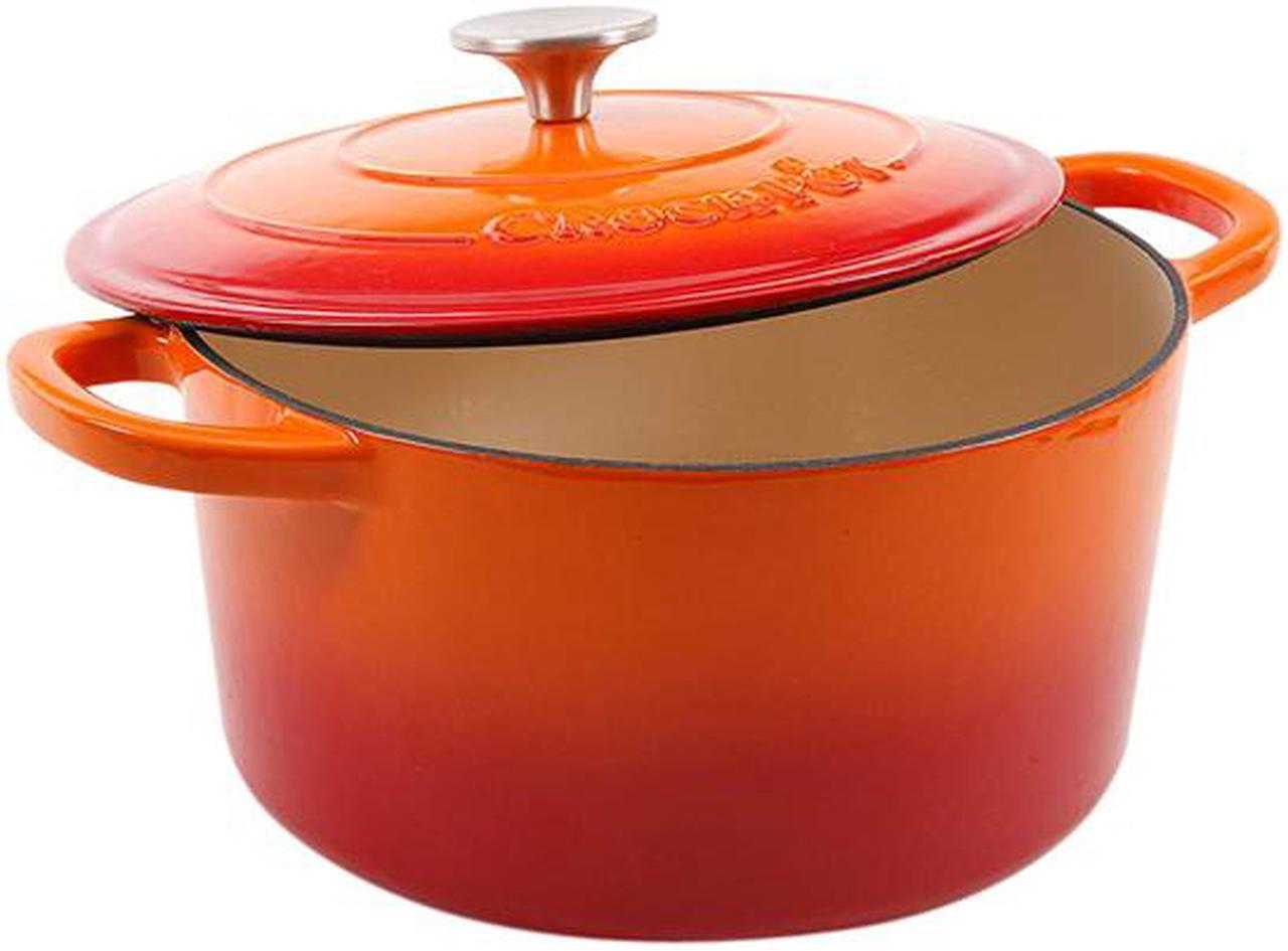Alt view image 2 of 3 - Crock Pot Artisan 5-Quart Round Enameled Cast Iron Dutch Oven in Sunset Orange