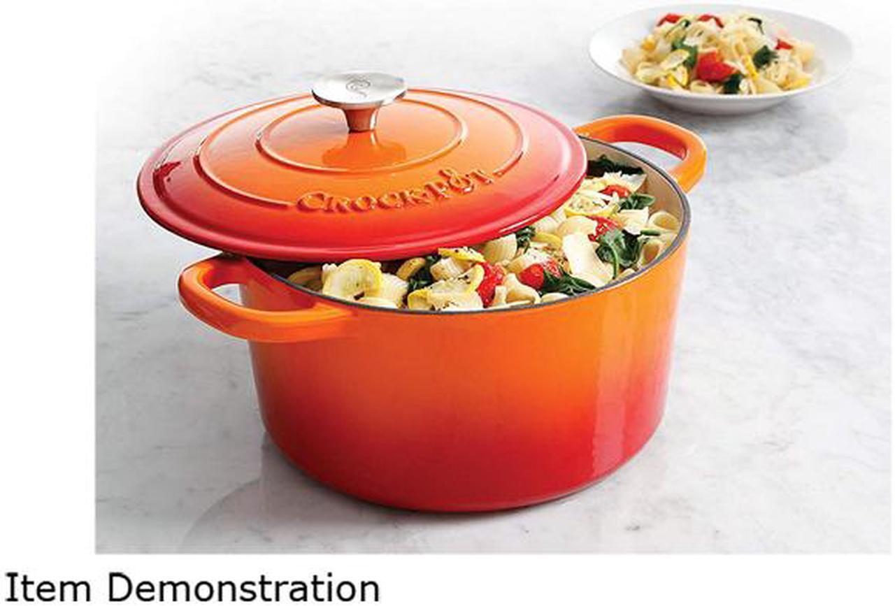 Alt view image 3 of 3 - Crock Pot Artisan 5-Quart Round Enameled Cast Iron Dutch Oven in Sunset Orange