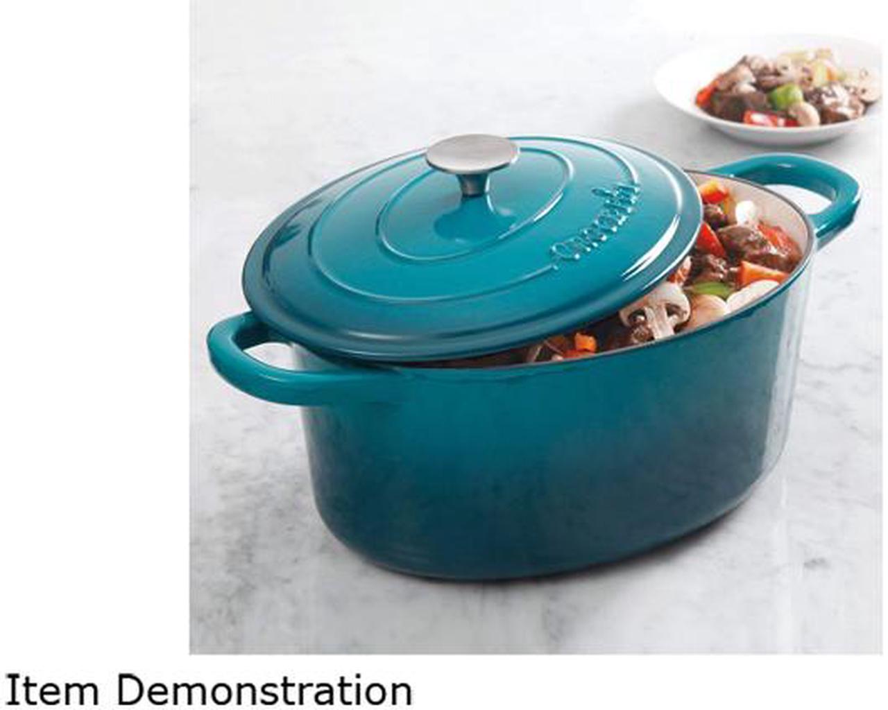 Alt view image 3 of 3 - Crock-Pot 109475.02 Artisan 7 Quart Enameled Cast Iron Oval Dutch Oven in Teal Ombre