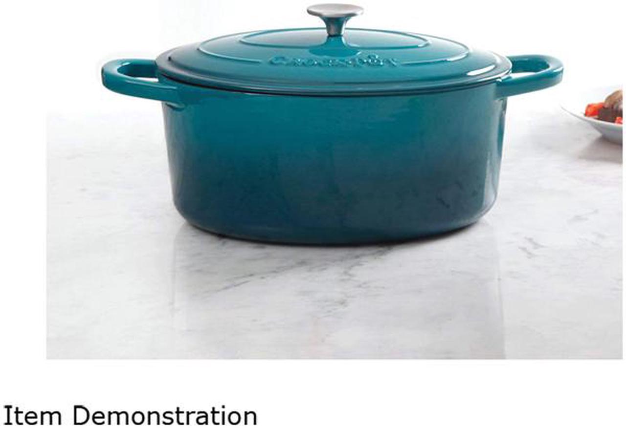 Alt view image 2 of 3 - Crock-Pot 109475.02 Artisan 7 Quart Enameled Cast Iron Oval Dutch Oven in Teal Ombre