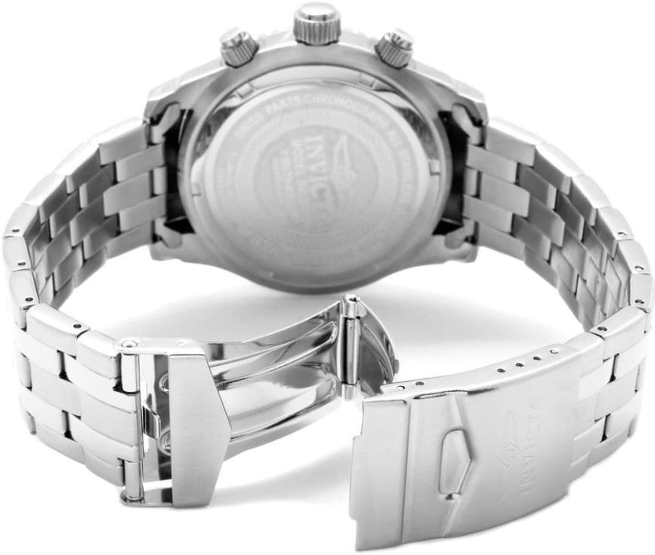 Alt view image 4 of 12 - Invicta 0621 Men's Stainless Steel Black Dial Chronograph