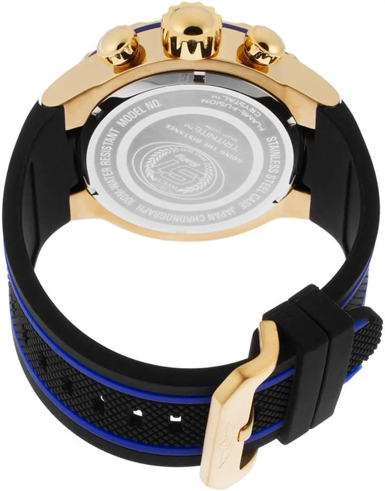 Alt view image 2 of 17 - Invicta 20107 Men's S1 Rally Chrono Black Polyurethane Gold-Tone Dial Blue Accents Watch