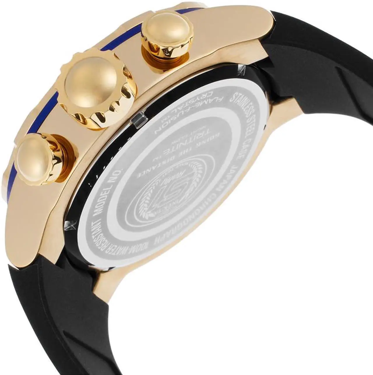 Alt view image 3 of 17 - Invicta 20107 Men's S1 Rally Chrono Black Polyurethane Gold-Tone Dial Blue Accents Watch