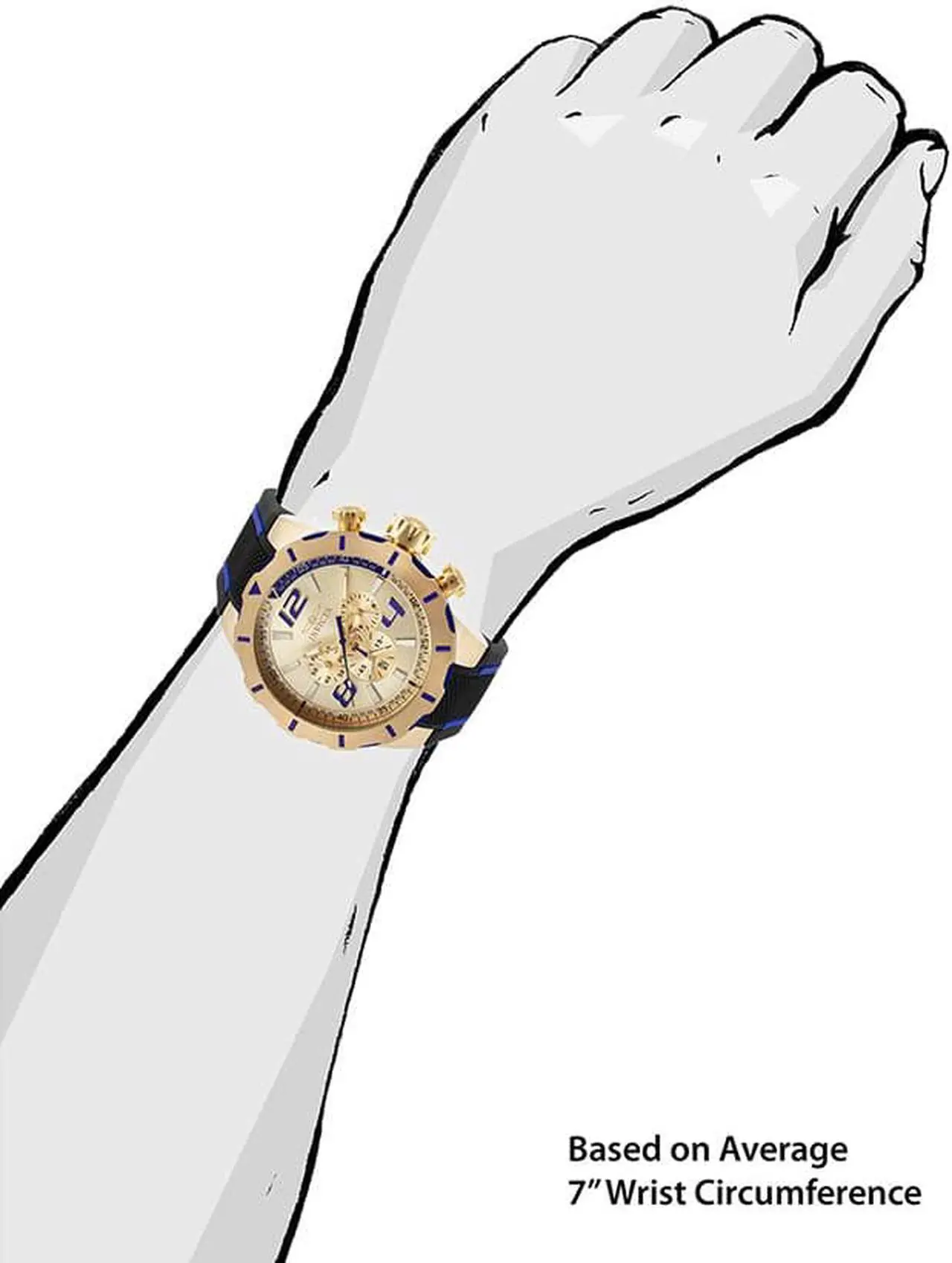 Alt view image 4 of 17 - Invicta 20107 Men's S1 Rally Chrono Black Polyurethane Gold-Tone Dial Blue Accents Watch