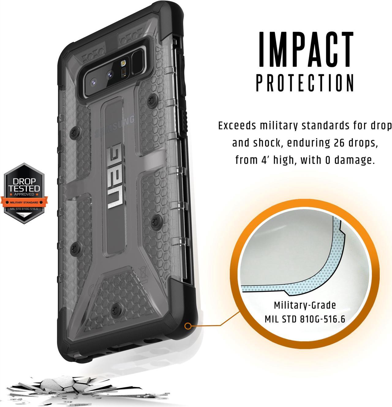Alt view image 2 of 9 - UAG Samsung Galaxy Note 8 Plasma Feather-Light Rugged [Ash] Military Drop Tested Phone Case