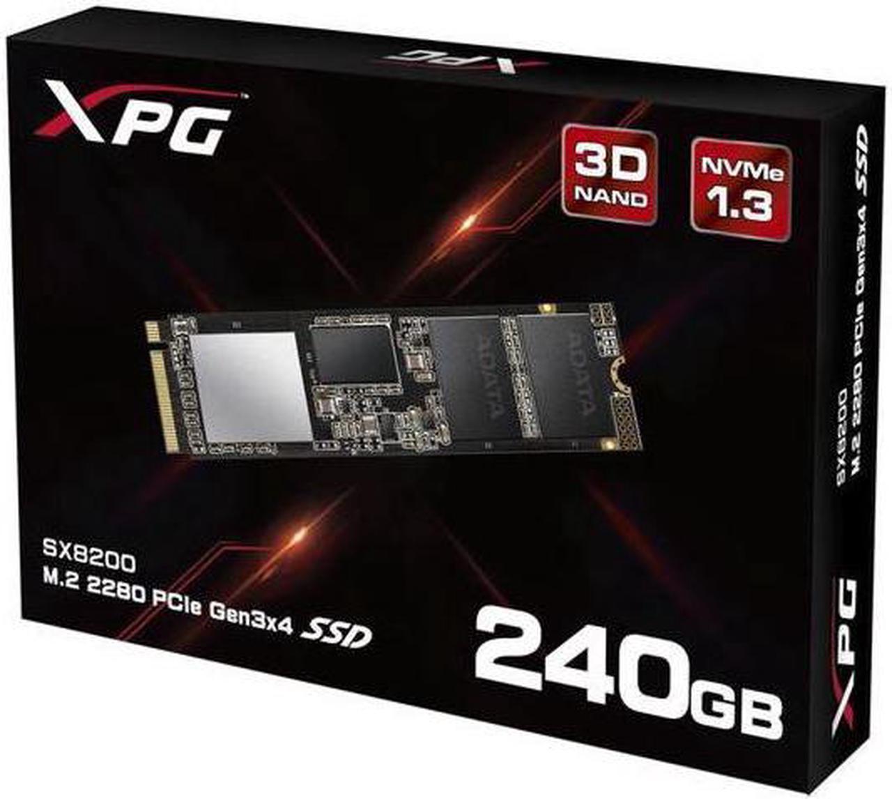 XPG SX8200 PCIe NVMe Gen3x4 M.2 2280 240GB SSD (ASX8200NP-240GT-C) w/ Black XPG Heatsink