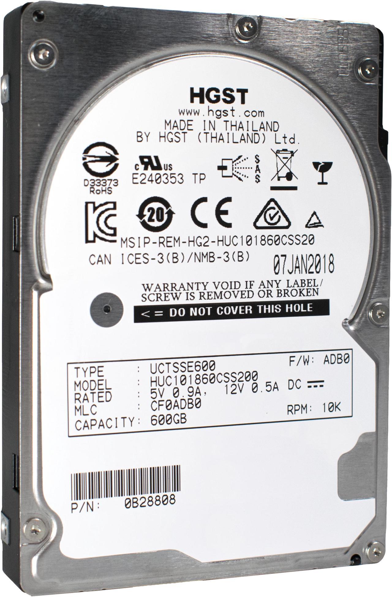 HGST Ultrastar C10K1800 HUC101860CSS200 (0B28808) 600GB 10520 RPM 128MB Cache SAS 12Gb/s 2.5" Enterprise Hard Drive Bare Drive