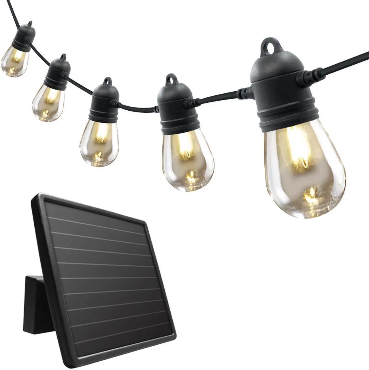 Main image of Sunforce 46' Solar 20 LED Bulbs Hanging Indoor Outdoor String Light Shatterproof/Weather-Resistance 80040