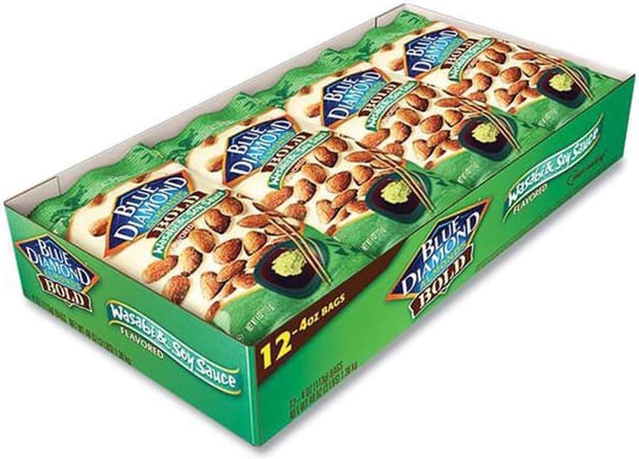 Alt view image 2 of 8 - Wasabi and Soy Sauce Flavored Almonds 4 oz Bag 12 Bags/Box BLU09931