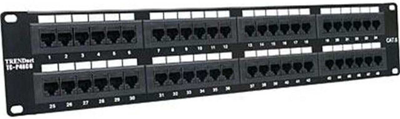 Intellinet Cat6 Patch Panel, 48-Port, UTP, 2U, Black