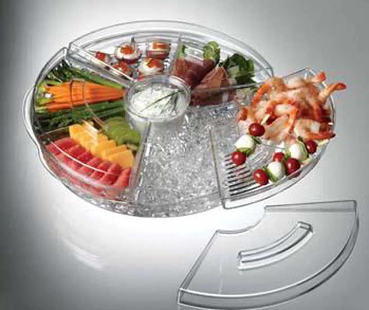 Alt view image 2 of 20 - Prodyne Ab5l Acrylic Tray Appetizers On Ice With Lids Keeps
