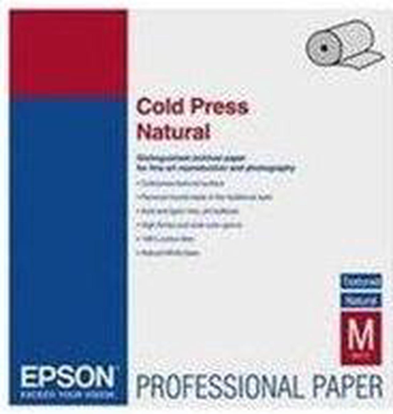 Epson Cold Press S042305 Fine Art Paper - 44" x 50 ft - 340 g/m? - Textured, Matte - 90% Brightness - Natural White