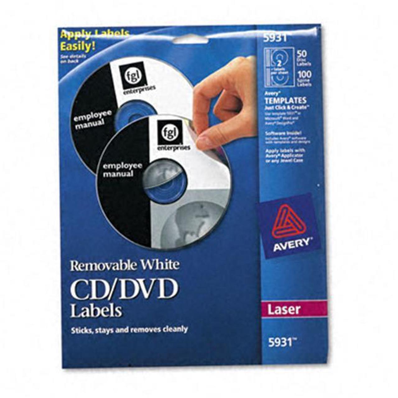 Main image of AVERY 5931 Matte White Removable CD Labels for Laser Printers