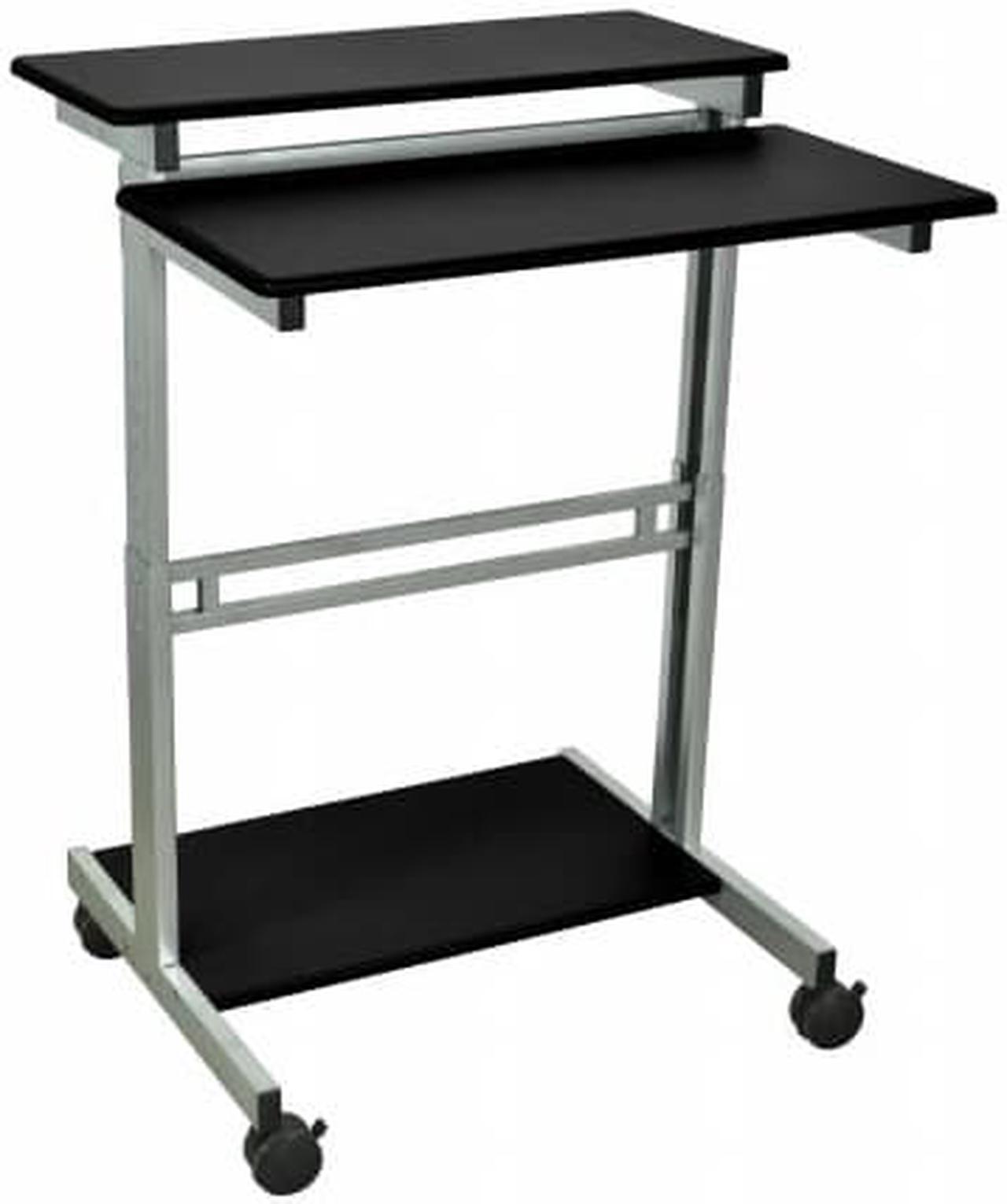 Alt view image 3 of 12 - Luxor 31.5"W Mobile Computer Workstation Cart Desk with Keyboard Tray (Grey/Black)