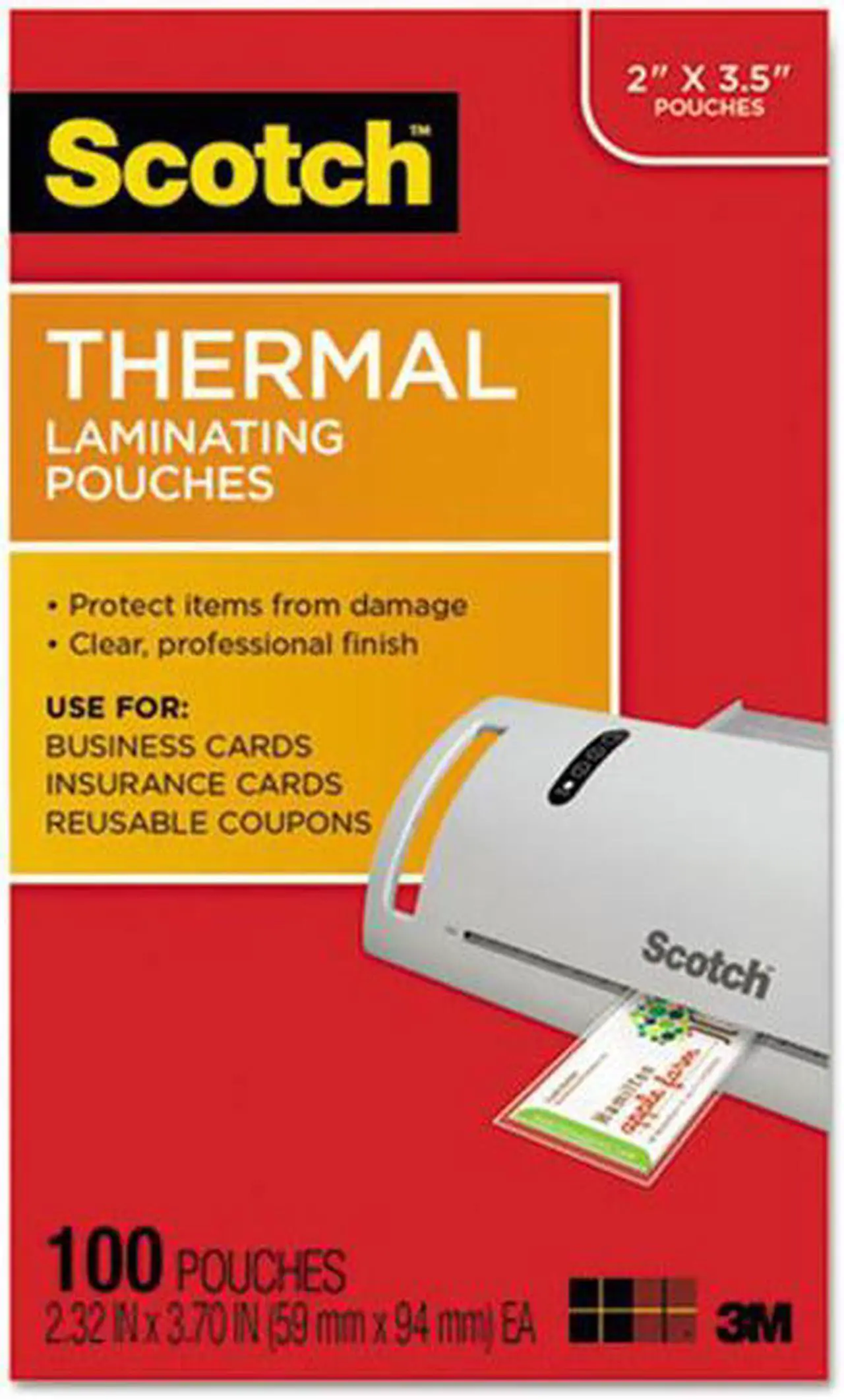 Main image of 3M & Commercial Tape Div TP5851100 Business Card Size Thermal Laminating Pouches, 5 mil.