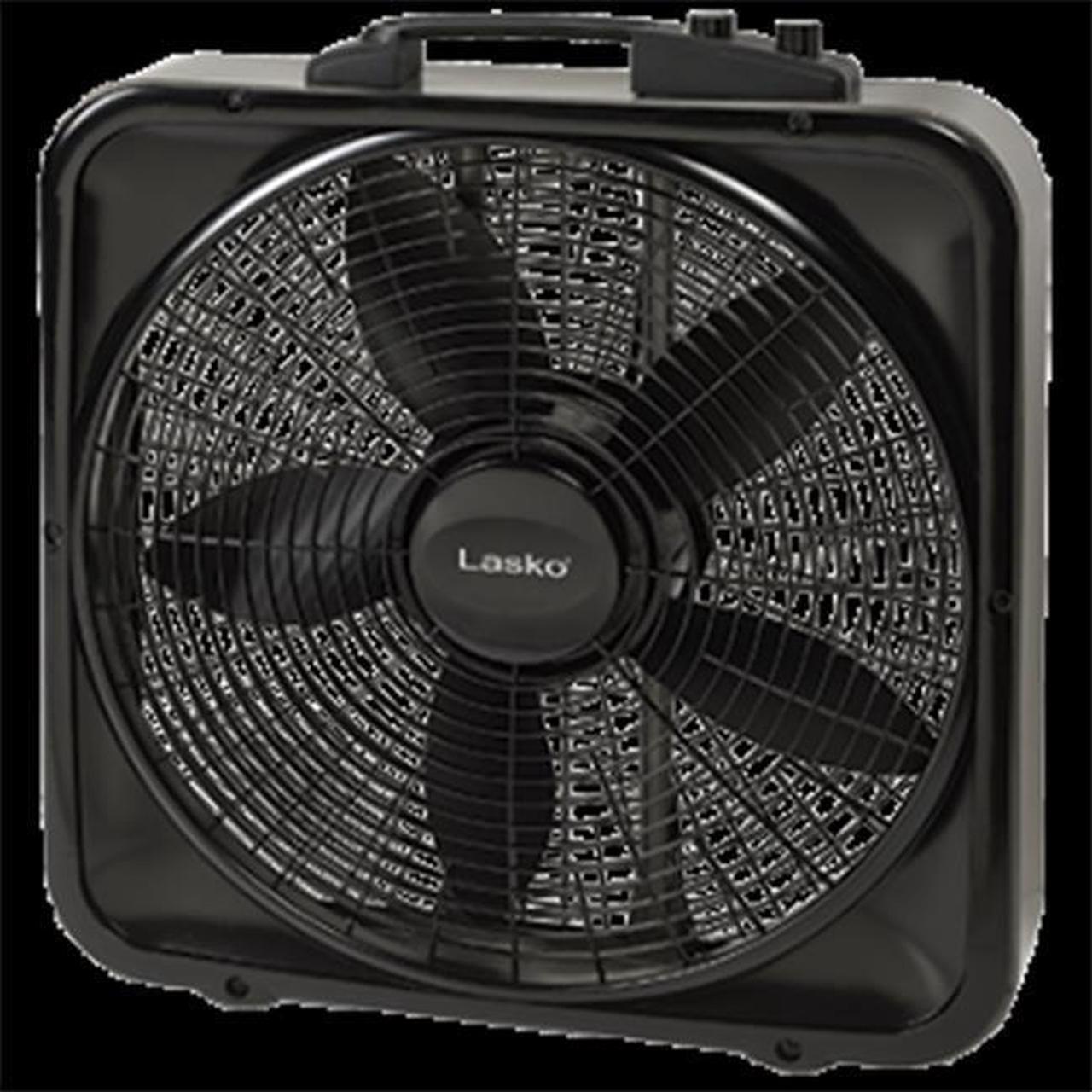 Alt view image 14 of 15 - Lasko 20" Weather-Shield Select Box Fan with Thermostat - 20" Diameter - 3 Speed - Carrying Handle, Thermostat, Anti-slip Feet - 22.5" Height x 4.5" Width - Black