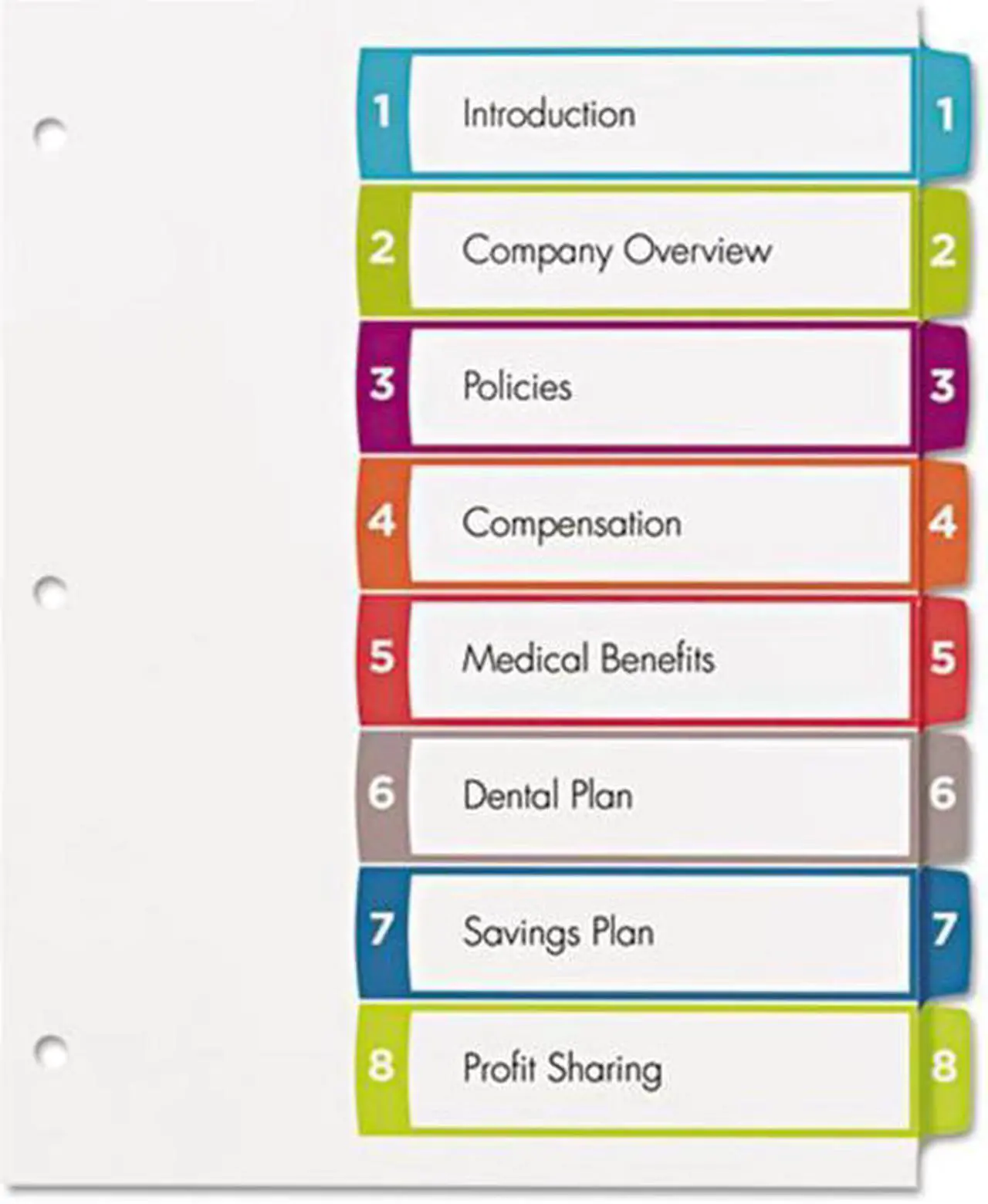 Main image of Avery-Dennison 11841 Ready Index Table Of Contents Dividers, 1-8 Letter