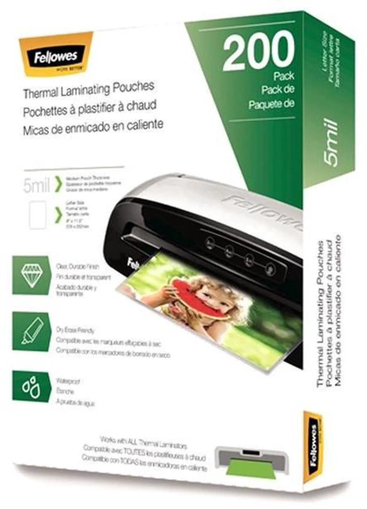 Alt view image 4 of 20 - Fellowes Laminating Pouches Letter Size Hot Pouch 9 x 11.5 5 mil 200 pack 5743601