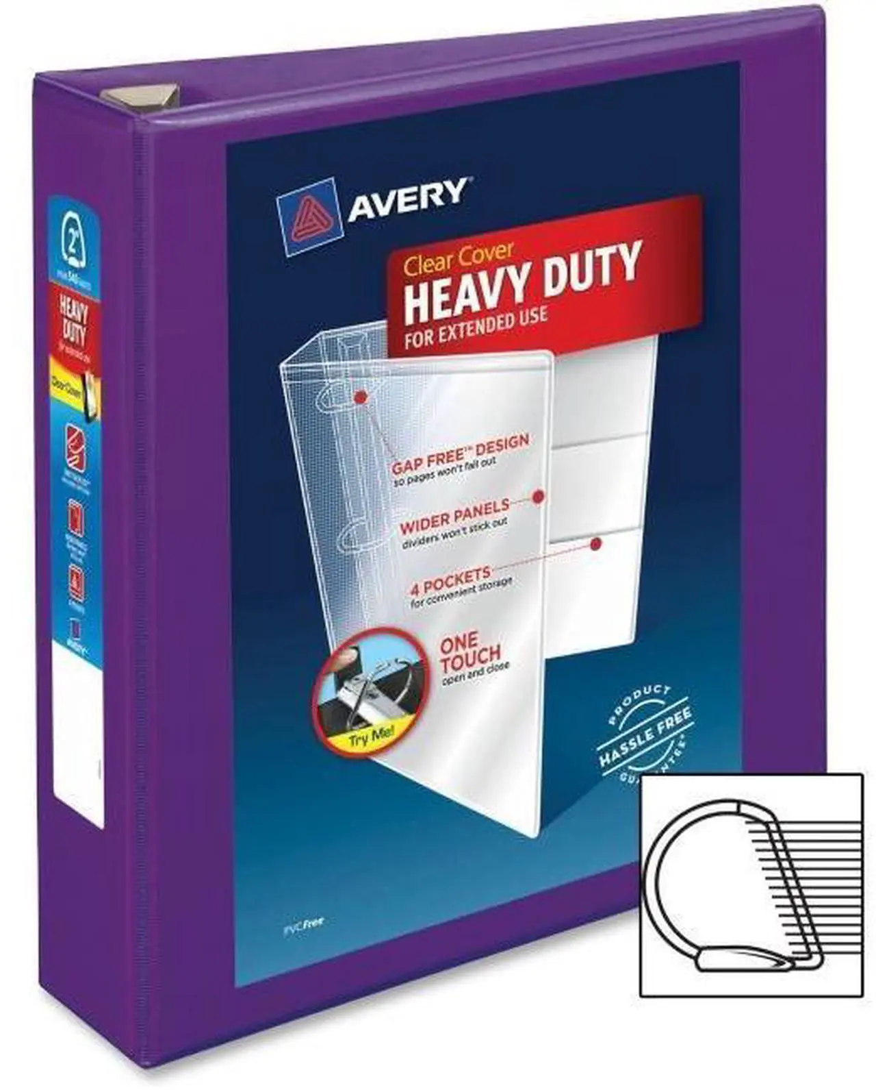 Alt view image 2 of 15 - Avery Heavy-Duty View Binder w/Locking EZD Rings 2" Cap Purple 79777