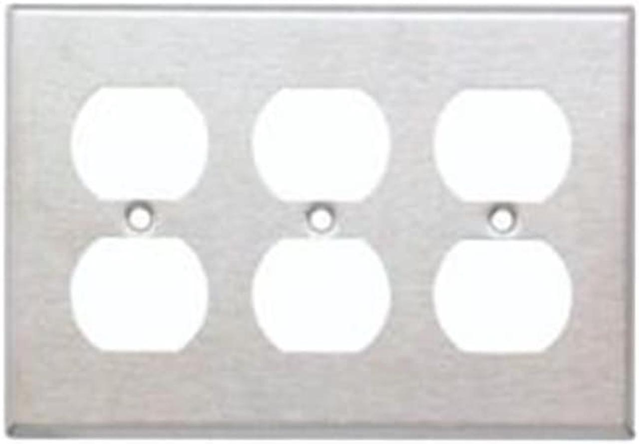 Morris Products 83230 Stainless Steel Metal Wall Plates 3 Gang Duplex Receptacle