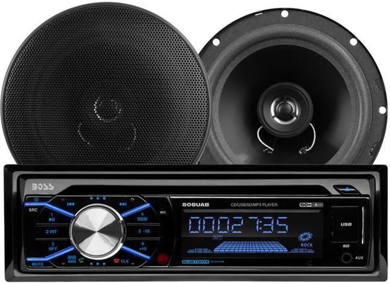 Alt view image 8 of 20 - BOSS Audio 656BCK 508UAB CD/MP3 AM/FM Receiver With USB and SD Memory Card Ports Plus one Pair of 6.5" Speakers