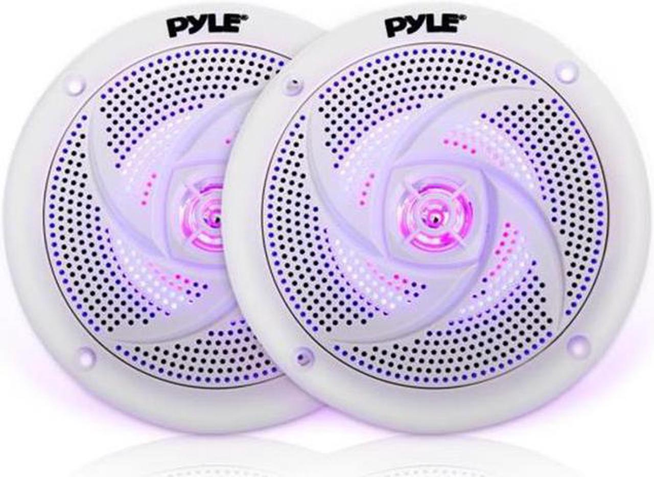 Main image of Pyle PLMRS53WL 5.25 in. Waterproof Rated Marine Speakers with LED lights, White - 180 Watt