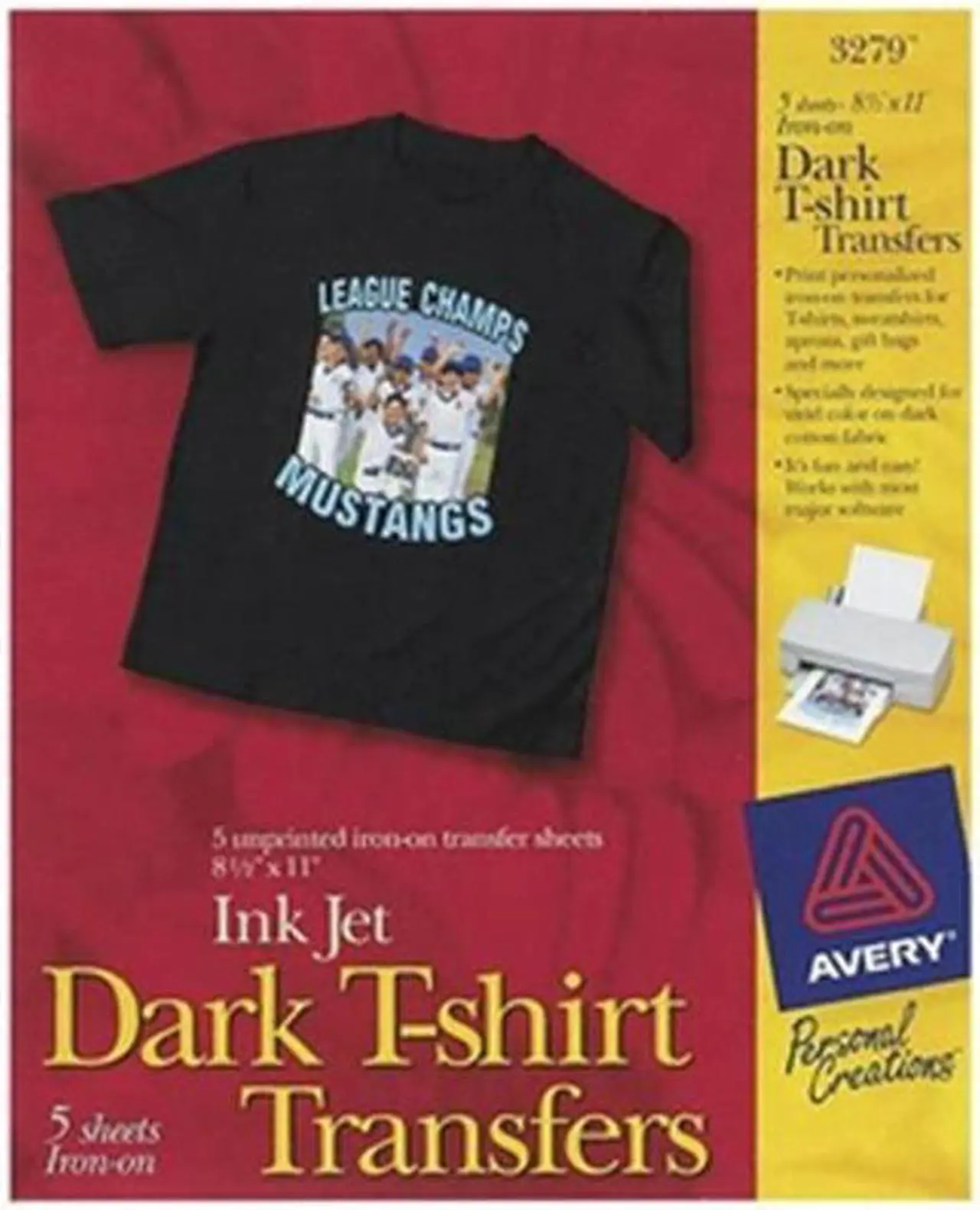 Main image of Avery Dennison Dark T-Shirt Transfers Letter 8.5 Inch x 11 Inch Matte 5 Transfers Iron-on Transfer 3279