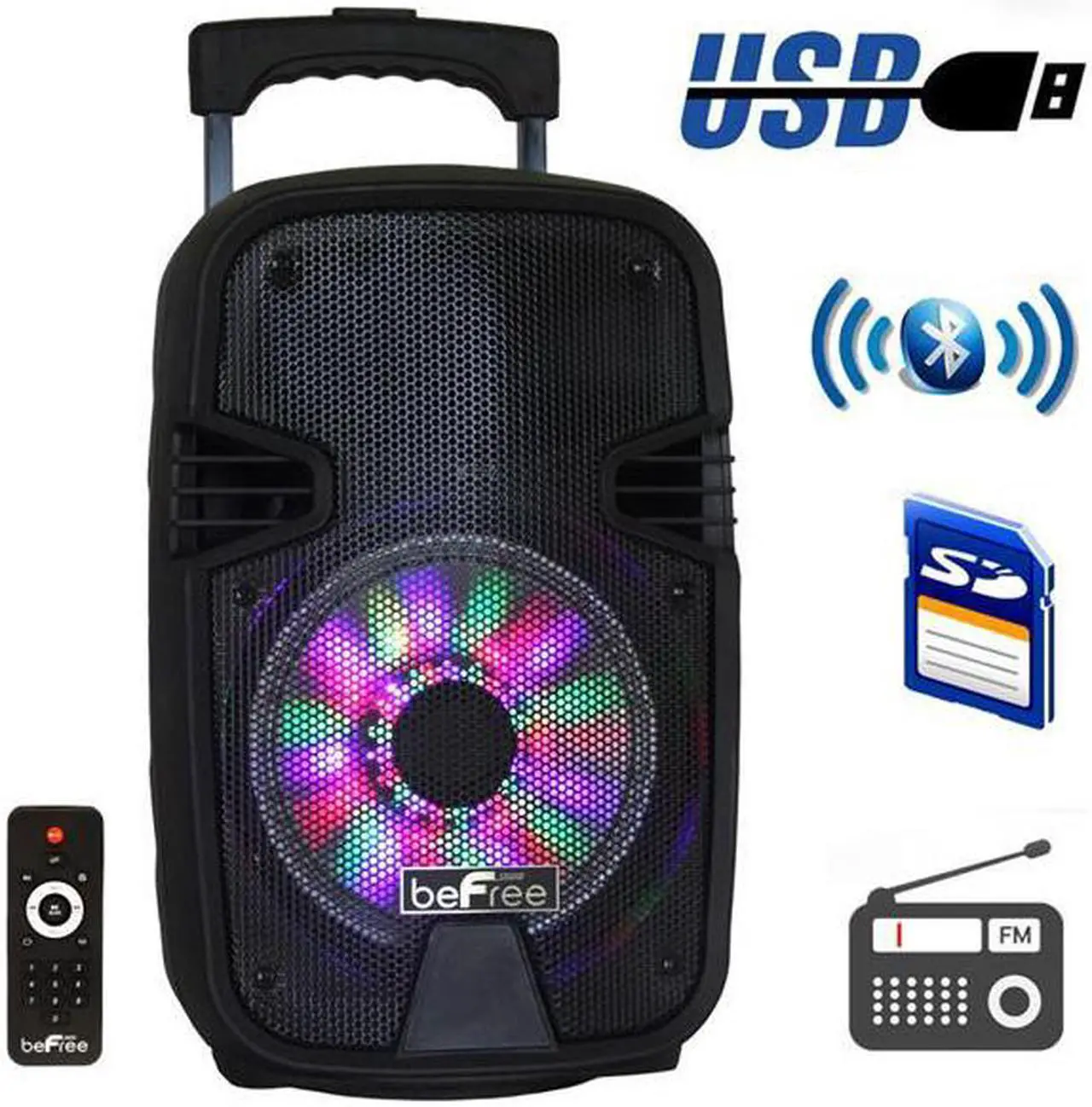 Main image of Befree Sound BFS-3000 8 in. Bluetooth Portable Party Speaker with USB, SD & Reactive Lights