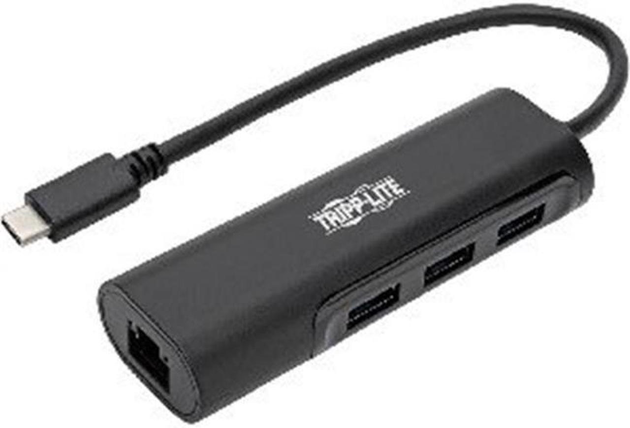 Main image of Tripp Lite U460-003-3A1GB USB C Multiport Hub Adapter with 3 USB-A, Gbe Black USB Type C