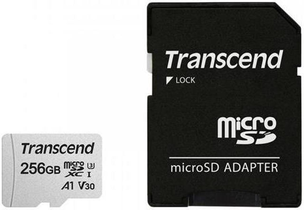 Alt view image 4 of 14 - Transcend 256GB 300S microSDXC CL10 V30 A1 Memory Card with SD Adapter