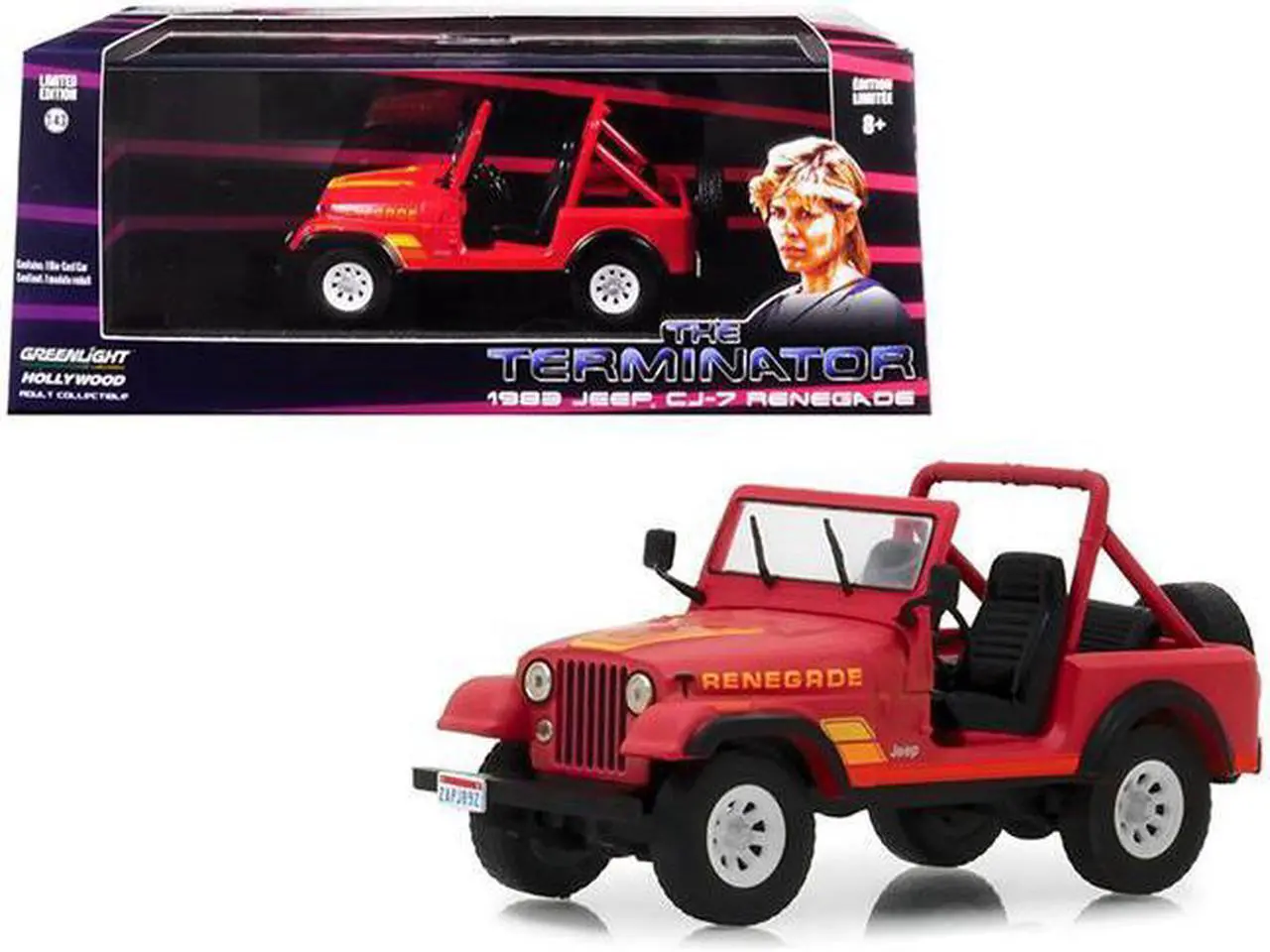 Alt view image 2 of 6 - 1983 Jeep CJ-7 Renegade Red (Sarah Connor’s) "The Terminator" (1984) Movie 1/43 Diecast Model Car  by Greenlight