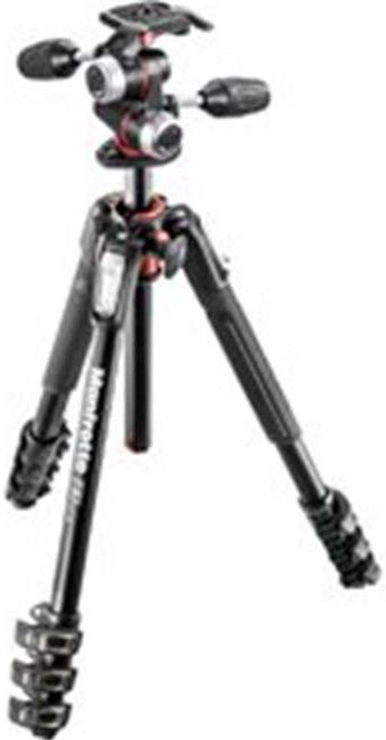 Alt view image 3 of 6 - Manfrotto MK190XPRO4-3W 190 Aluminum 4-Sec Tripod Kit with 3-Way Head, QR Plate