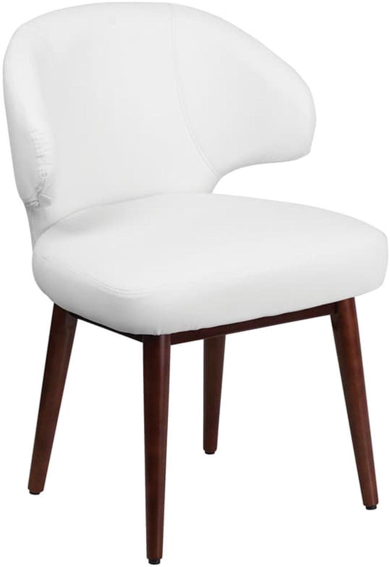 Alt view image 11 of 20 - Comfort Back Series White LeatherSoft Side Reception Chair with Walnut Legs