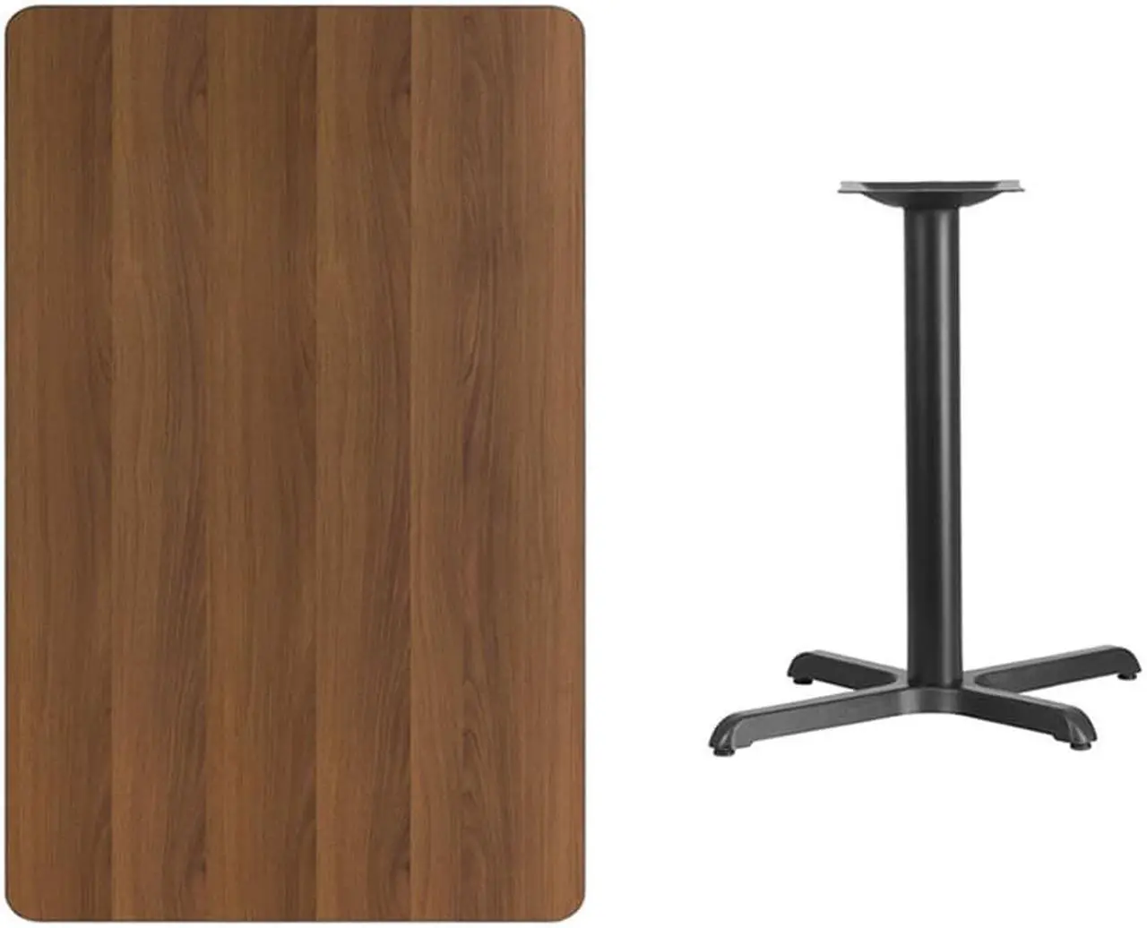 Alt view image 2 of 12 - 30'' x 48'' Rectangular Walnut Laminate Table Top with 22'' x 30'' Table Height Base