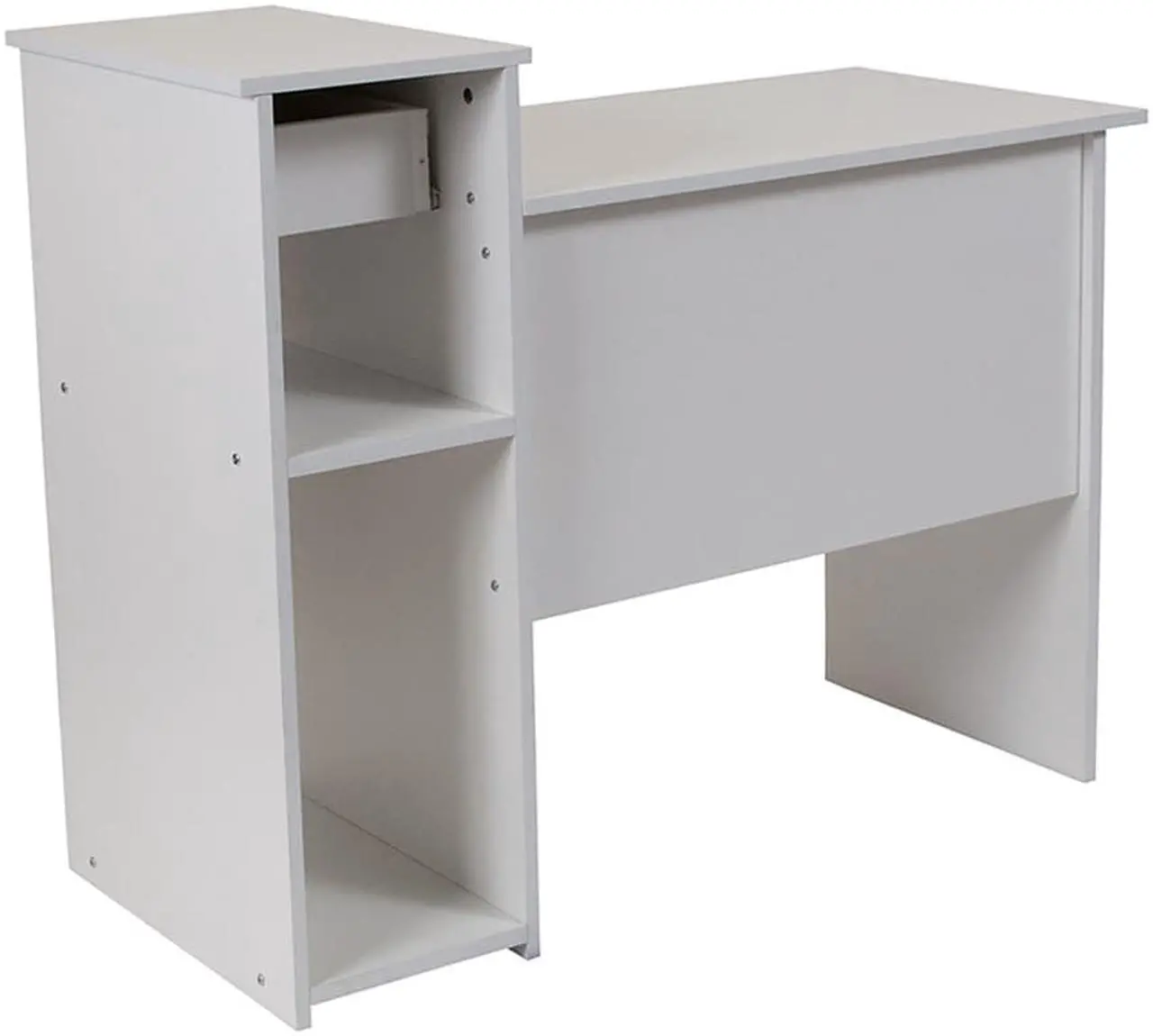 Alt view image 10 of 20 - Flash Furniture Highland Park White Computer Desk with Shelves and Drawer